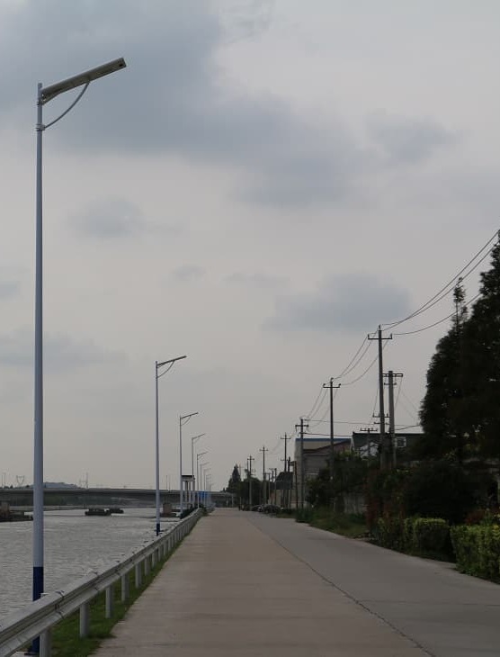 60W AIO-E integrated solar street light​ installed in village road