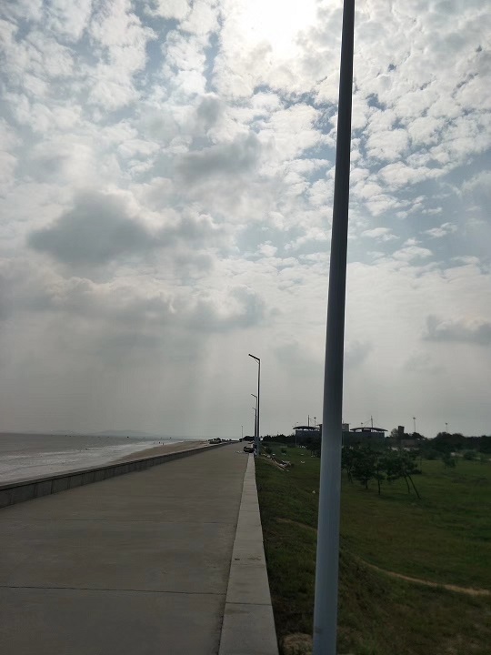 80W AIO solar street light installed at seaside